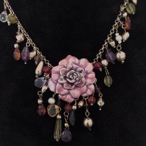 Pink Ceramic Rose Necklace